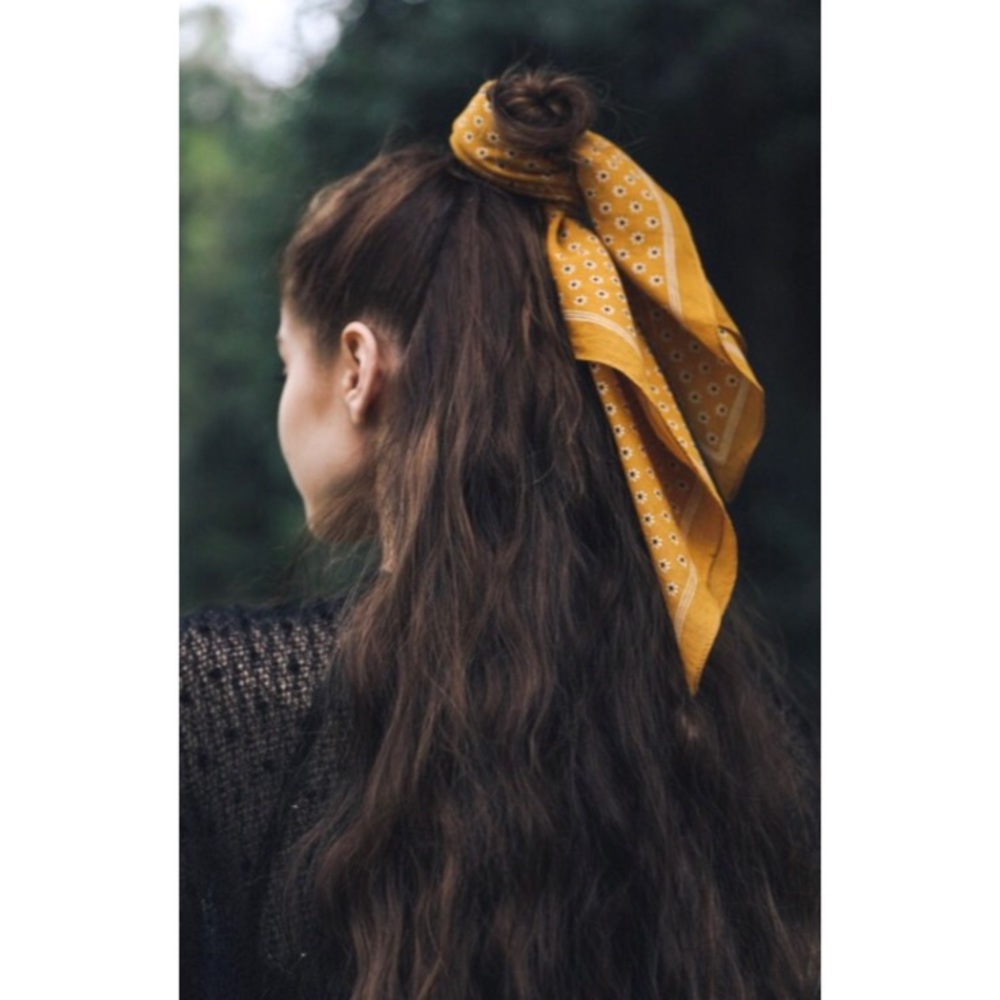 🔥CLEARANCE🔥Mustard Hair Tie Bandana Neckerchief - Picture 4 of 5